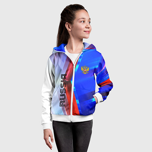 Детская толстовка на молнии RUSSIA SPORT / 3D-Белый – фото 4