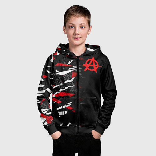 Детская толстовка на молнии Анархия / 3D-Черный – фото 3