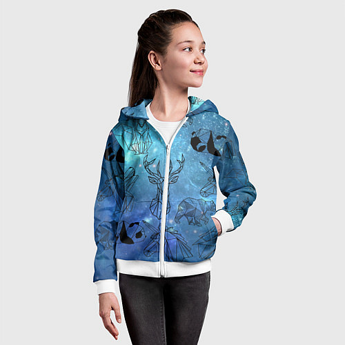 Детская толстовка на молнии Звери / 3D-Белый – фото 4