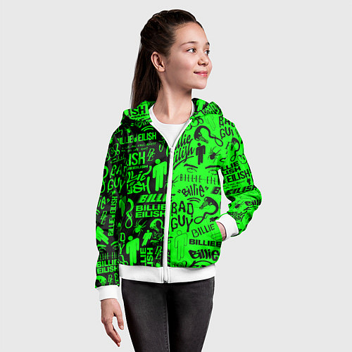 Детская толстовка на молнии BILLIE EILISH БИЛЛИ АЙЛИШ / 3D-Белый – фото 4
