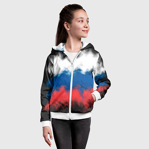 Детская толстовка на молнии Россия / 3D-Белый – фото 4