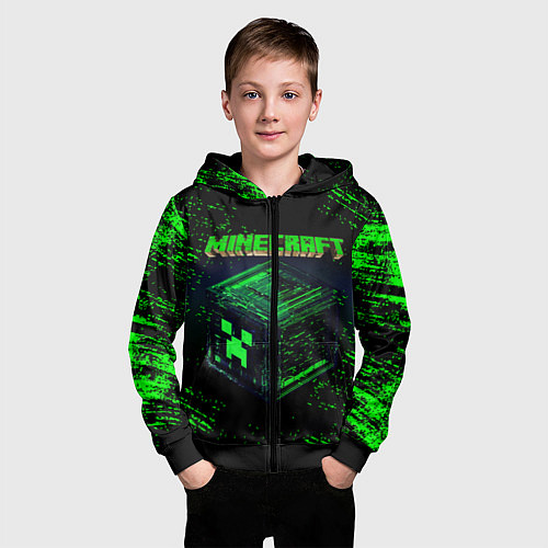 Детская толстовка на молнии MINECRAFT / 3D-Черный – фото 3