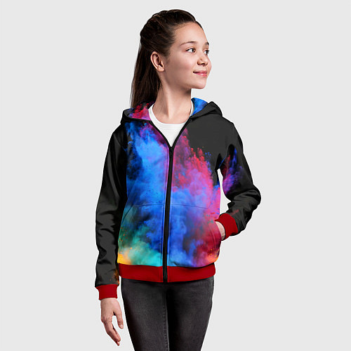 Детская толстовка на молнии КРАСКИ / 3D-Красный – фото 4