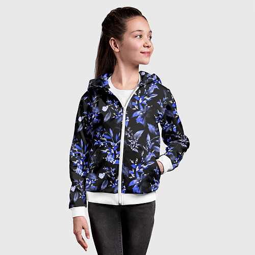 Детская толстовка на молнии Ночные цветы / 3D-Белый – фото 4