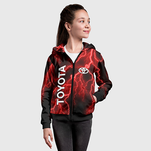 Детская толстовка на молнии TOYOTA / 3D-Черный – фото 4