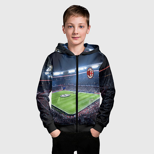 Детская толстовка на молнии FC MILAN / 3D-Черный – фото 3