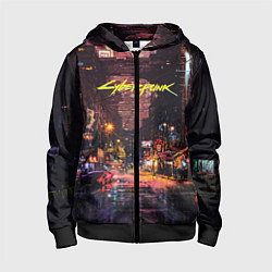 Толстовка на молнии детская CYBERPUNK 2077:КИБЕРПАНК S, цвет: 3D-черный