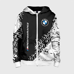 Толстовка на молнии детская BMW БМВ, цвет: 3D-белый