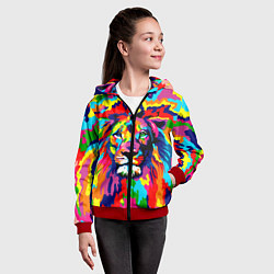 Толстовка на молнии детская Лев Artistic Art, цвет: 3D-красный — фото 2