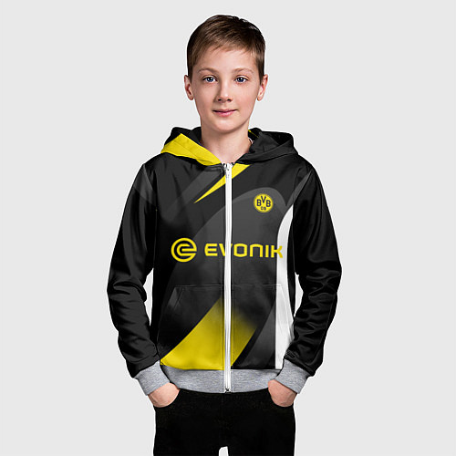 Детская толстовка на молнии BORUSSIA DORTMUND / 3D-Меланж – фото 3