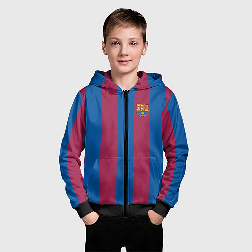 Детская толстовка на молнии FC Barcelona 2021 / 3D-Черный – фото 3