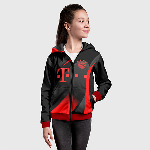 Детская толстовка на молнии FC Bayern Munchen / 3D-Красный – фото 4
