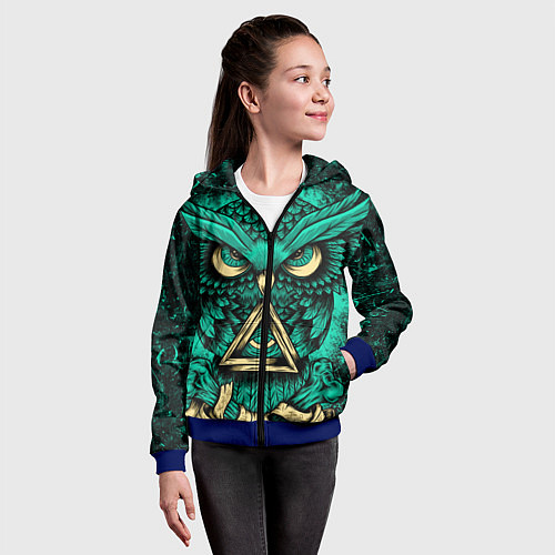 Детская толстовка на молнии Тотемная сова / 3D-Синий – фото 4