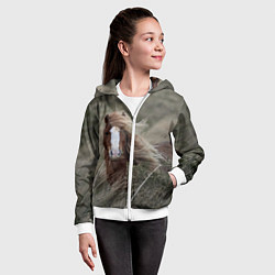 Толстовка на молнии детская Конь, цвет: 3D-белый — фото 2