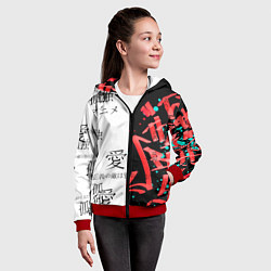 Толстовка на молнии детская Японские надписи, цвет: 3D-красный — фото 2