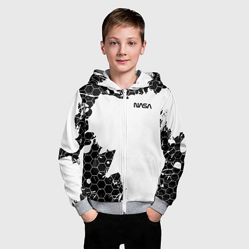Детская толстовка на молнии NASA / 3D-Меланж – фото 3