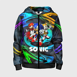 Толстовка на молнии детская SONIC TRIO, цвет: 3D-черный