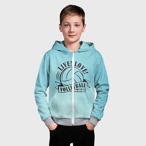 Детская толстовка на молнии LIVE! LOVE! VOLLEYBALL! / 3D-Меланж – фото 3