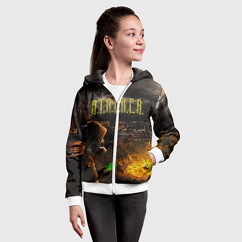 Детская толстовка на молнии Stalker 2 / 3D-Белый – фото 4