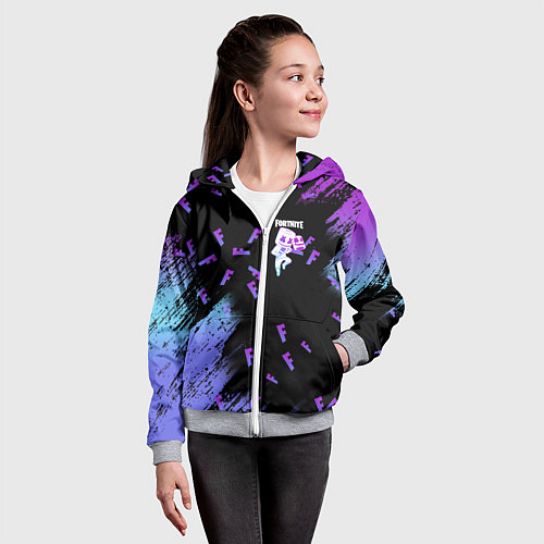 Детская толстовка на молнии FORTNITE MARSHMELLO / 3D-Меланж – фото 4