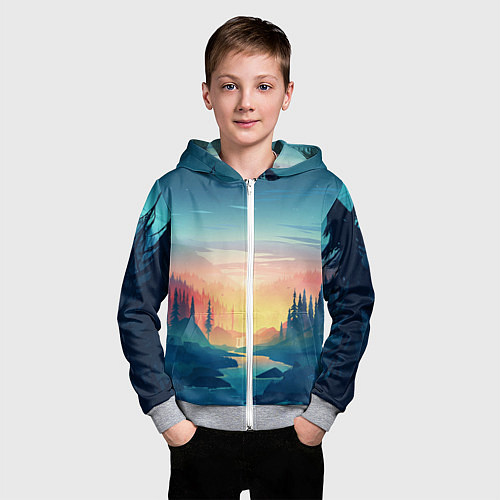 Детская толстовка на молнии Природа / 3D-Меланж – фото 3