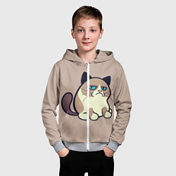 Толстовка на молнии детская Великий Grumpy Cat, цвет: 3D-меланж — фото 2