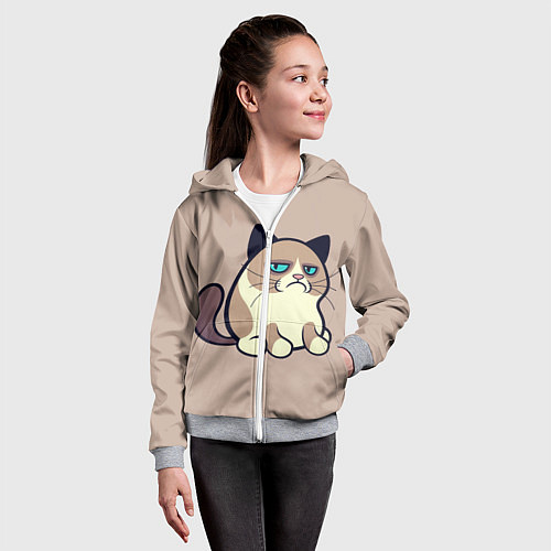 Детская толстовка на молнии Великий Grumpy Cat / 3D-Меланж – фото 4