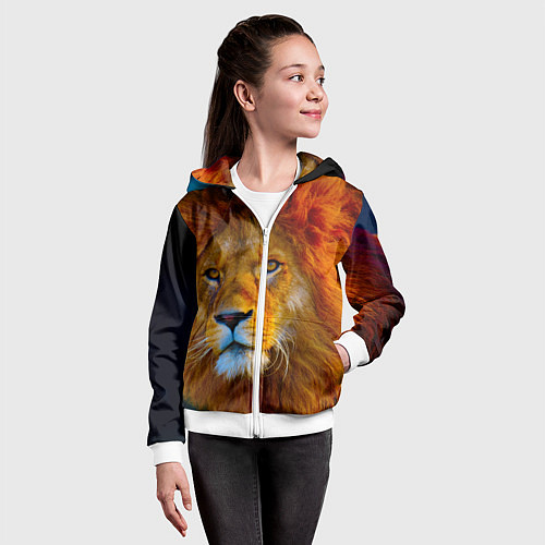 Детская толстовка на молнии Лев 3D / 3D-Белый – фото 4