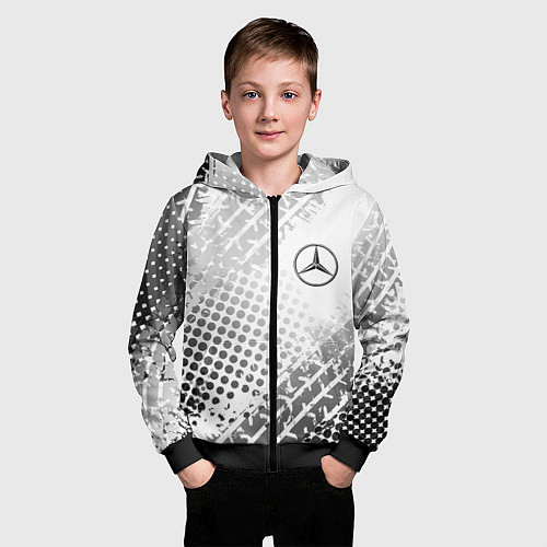 Детская толстовка на молнии Mercedes-Benz / 3D-Черный – фото 3
