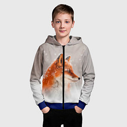 Толстовка на молнии детская Лиса и снег, цвет: 3D-синий — фото 2