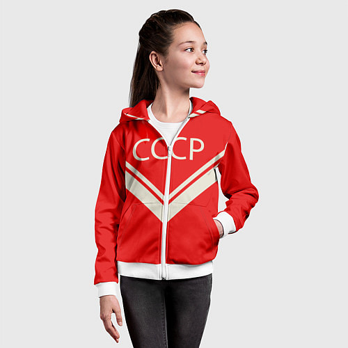 Детская толстовка на молнии СССР хоккейная форма / 3D-Белый – фото 4