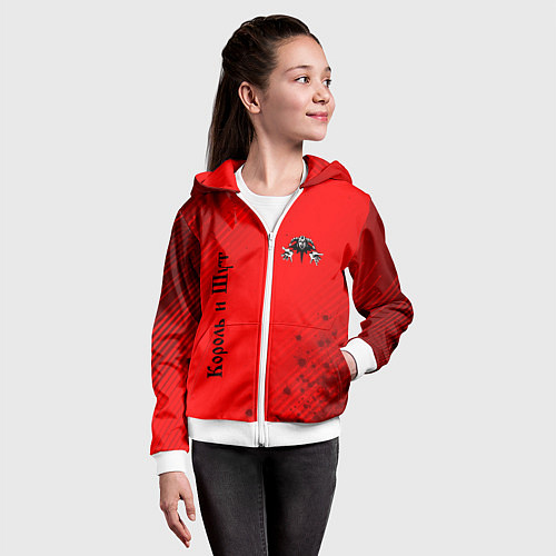 Детская толстовка на молнии КОРОЛЬ И ШУТ / 3D-Белый – фото 4