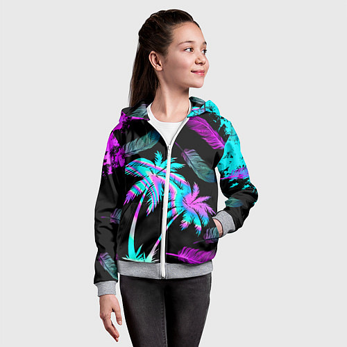 Детская толстовка на молнии Неоновое лето / 3D-Меланж – фото 4