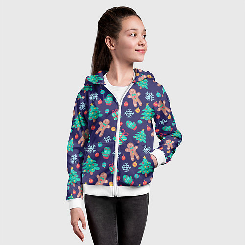 Детская толстовка на молнии Новый год / 3D-Белый – фото 4