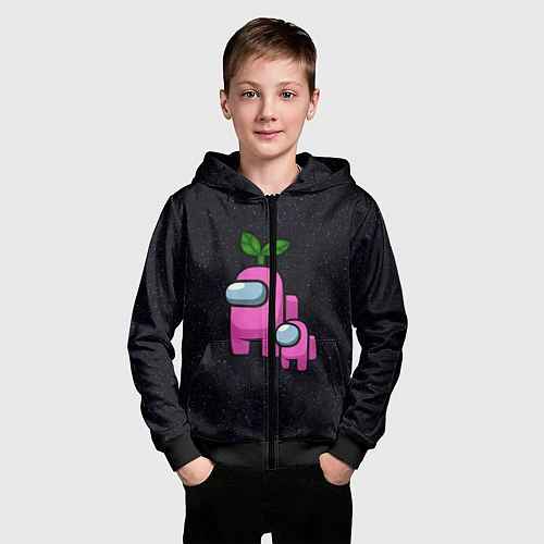 Детская толстовка на молнии Among us Pink kid Pink / 3D-Черный – фото 3