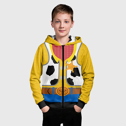 Детская толстовка на молнии Шериф Вуди / 3D-Черный – фото 3