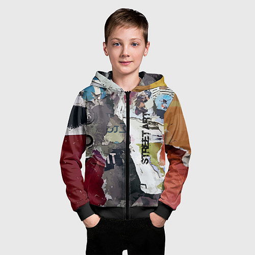 Детская толстовка на молнии Street art / 3D-Черный – фото 3