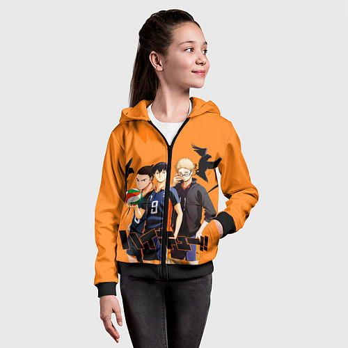 Детская толстовка на молнии Haikyu Team / 3D-Черный – фото 4