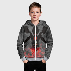 Толстовка на молнии детская Черный клевер, цвет: 3D-меланж — фото 2