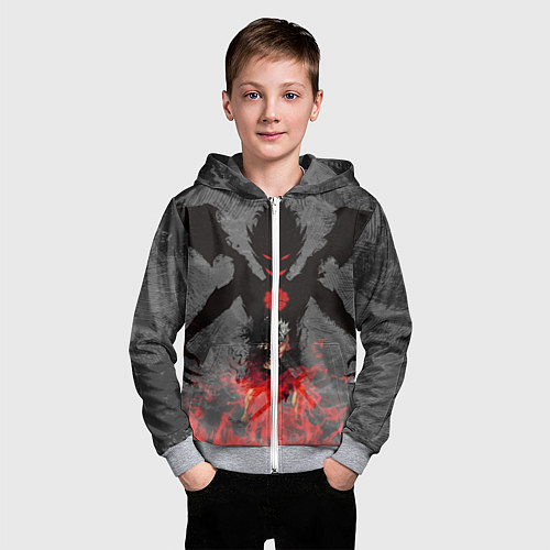 Детская толстовка на молнии Черный клевер / 3D-Меланж – фото 3