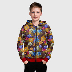 Толстовка на молнии детская Exotic Flowers, цвет: 3D-красный — фото 2