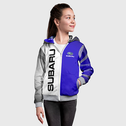 Детская толстовка на молнии SUBARUСубару / 3D-Меланж – фото 4