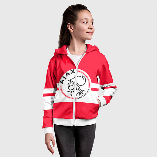 Детская толстовка на молнии AJAX AMSTERDAM / 3D-Белый – фото 4