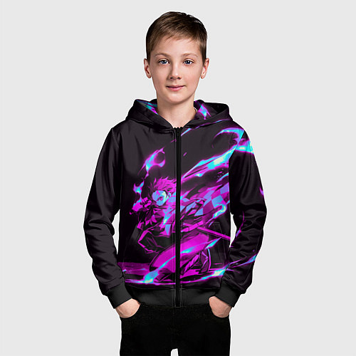 Детская толстовка на молнии НЕОНОВЫЙ ТАНДЖИРО / 3D-Черный – фото 3