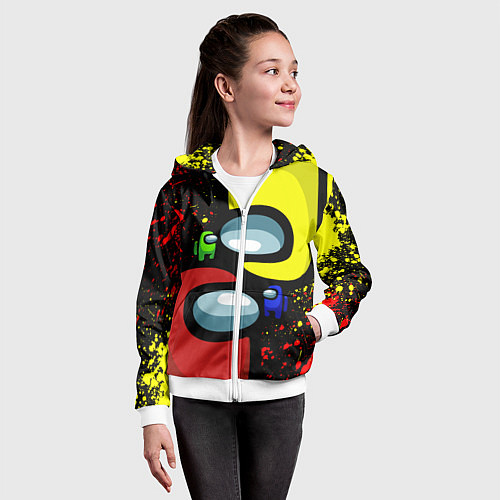 Детская толстовка на молнии AMONG US / 3D-Белый – фото 4