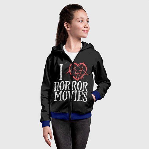 Детская толстовка на молнии I Love Horror Movies / 3D-Синий – фото 4