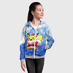 Толстовка на молнии детская НОВОГОДНИЙ ПИКАЧУ, цвет: 3D-меланж — фото 2