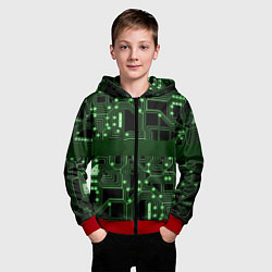 Толстовка на молнии детская Неоновая схема, цвет: 3D-красный — фото 2