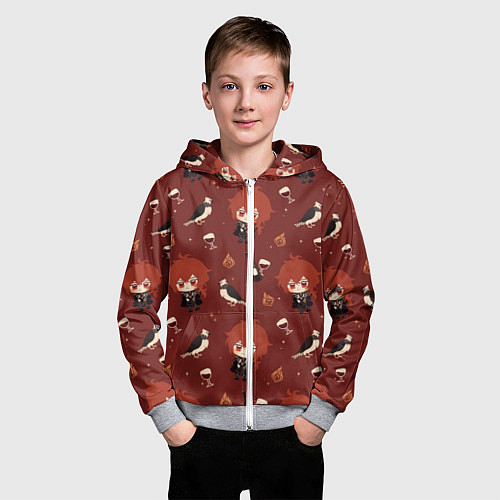 Детская толстовка на молнии Genshin Impact / 3D-Меланж – фото 3