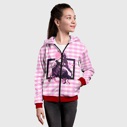 Детская толстовка на молнии Незуко Камадо / 3D-Красный – фото 4